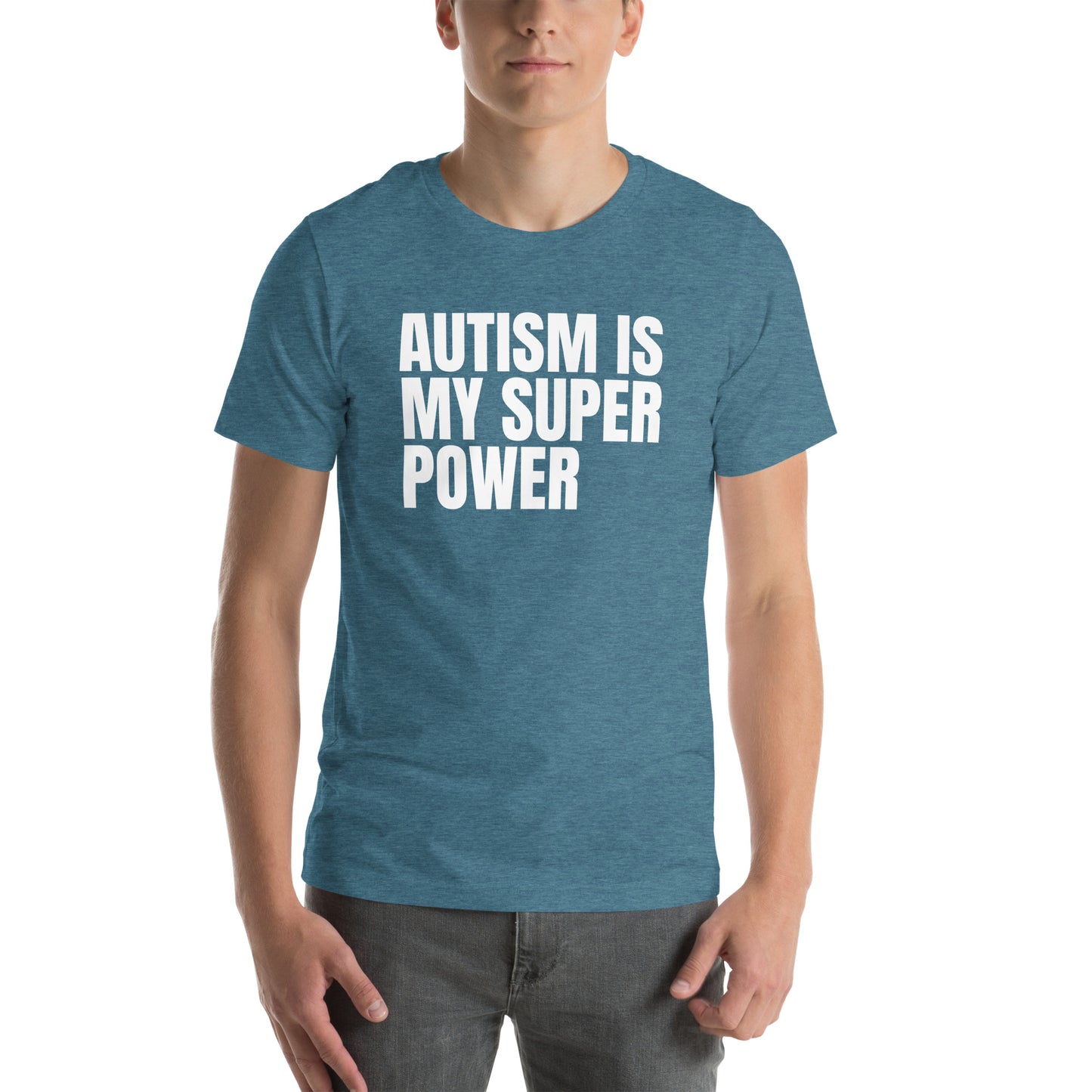 AUTISM IS MY SUPER POWER White Lettering Adult Unisex t-shirt